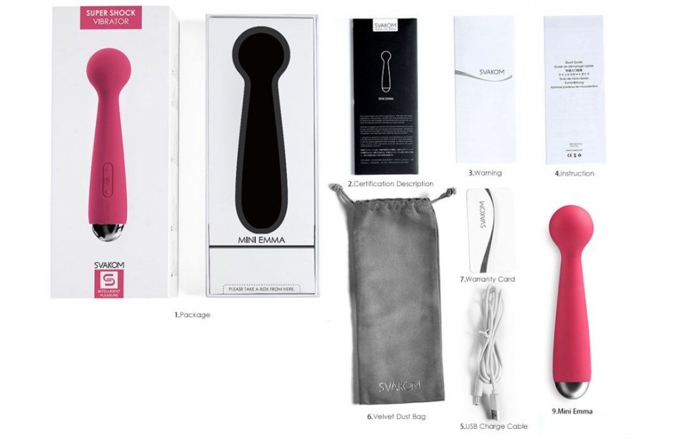 Mini Emma is a powerful smaller version of our popular wand ... SVAKOM - Mini Emma Wand Vibrator - Plum Red photo-17