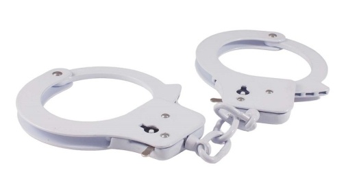 Nasstoys - Sinful Metal Hand Cuffs w Rope - White photo