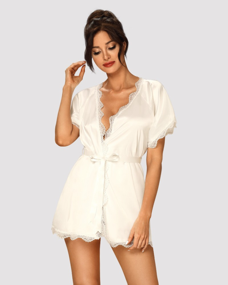 Obsessive - Prima Neve Peignoir - White - L/XL photo