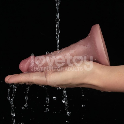 Lovetoy - 6'' 双层柔软震动假阳具 - 肉色 照片