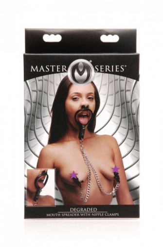 Master Series - 鼻孔塞帶乳夾連開口器 - 黑色 照片