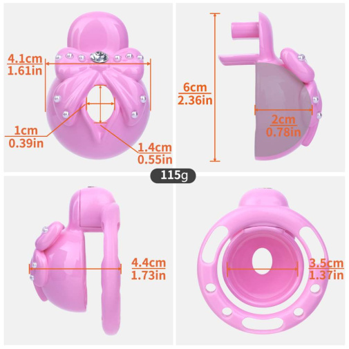 FAAK - Bow Chastity Cage w Cock Plug - Pink photo