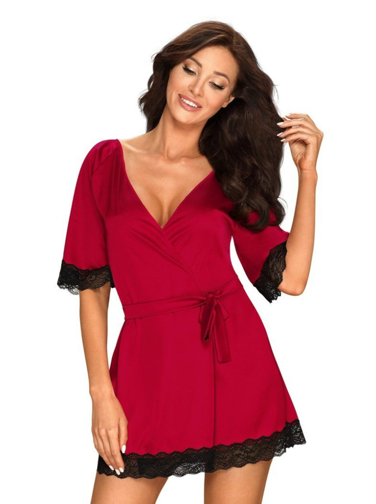 Obsessive - Sensuelia Robe - Red - L/XL photo