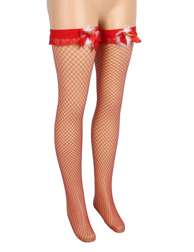 Ohyeah - Bow Mesh Stocking - Red - S 照片