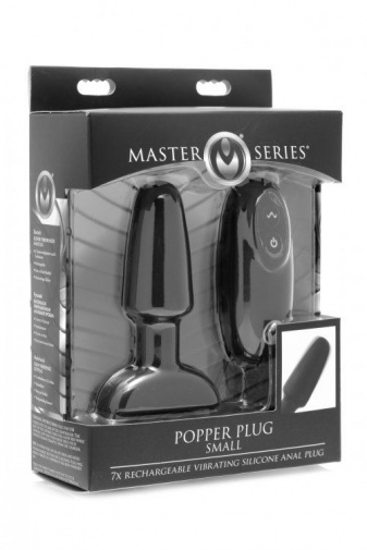Master Series - Popper 7x Rechargeable Vibrating Silicone Anal Plug Small - Black photo