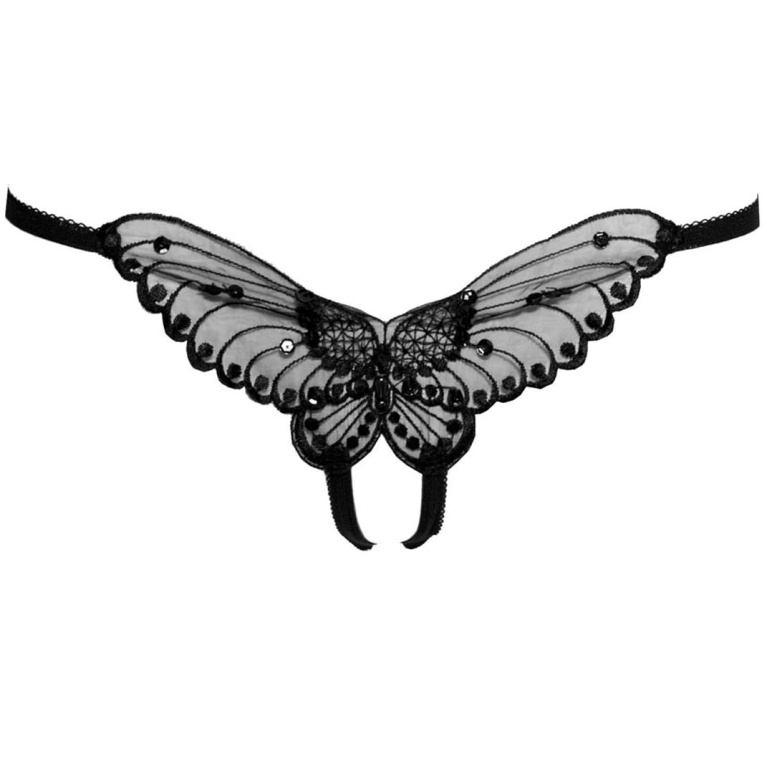 Leg Avenue - Butterfly Crotchless Thong - Black photo