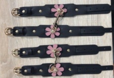 MT - Cuffs Set w Flower Buckle - Black photo