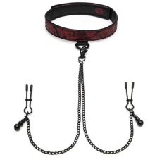 Fifty Shades of Grey - Sweet Anticipation Collar w Nipple Clamps - Red photo