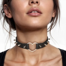 Master Series - Spiked Heart Choker - Black 照片