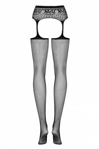 Obsessive - S307 吊襪帶連網襪 - 黑色- XL/XXL 照片