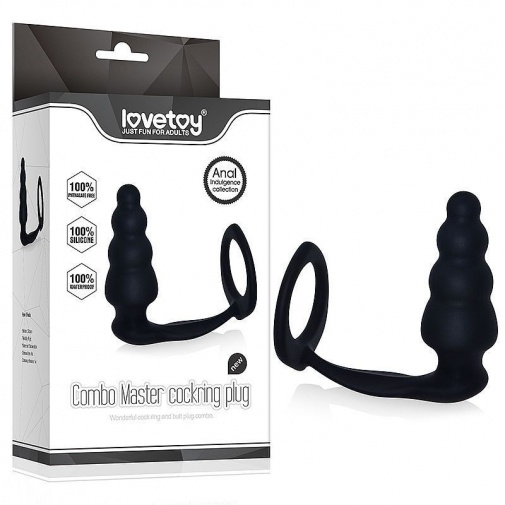 Lovetoy - 陰莖環連後庭塞 - 黑色 照片