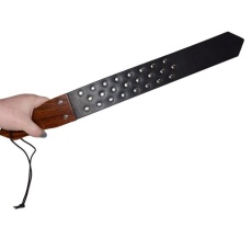 Prowler - Leather and Wood Studded Paddle - Black photo