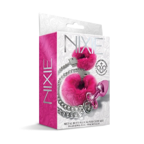 Nixie - Metal Plug w Fur Cuffs - Pink photo