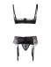 Ohyeah - Open Bra Set w Garter Panty - Black - M photo-15