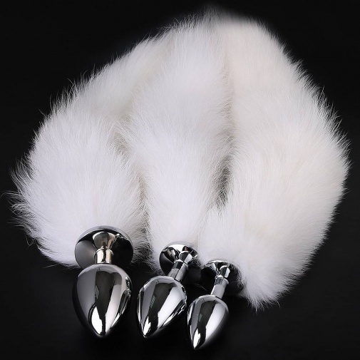 MT - Anal Plug S-size with White fur tail photo