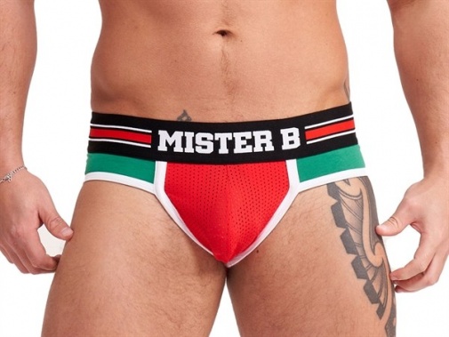 Mister B - Urban Lisbon Jock Brief 露股内褲 - 紅色/綠色 - 大碼 照片