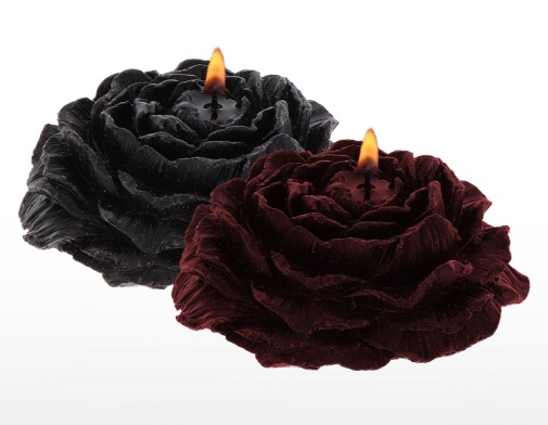 Taboom - 玫瑰花形滴蜡蜡烛 2件装 - 黑色/红色 照片