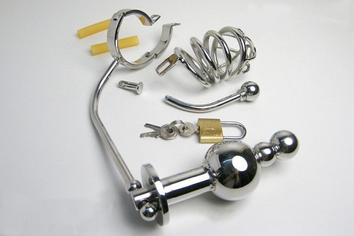 XFBDSM - Chastity Device with Anal Plug - Stainless Steel photo