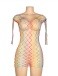 Ohyeah - Long Sleeve Fishnet Dress - Rainbow - XL 照片-4