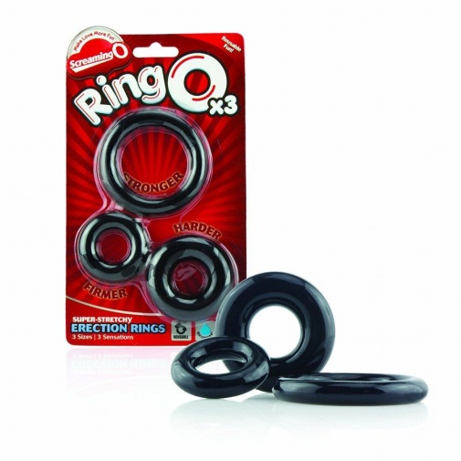 The Screaming O - RingO 陰莖環 3個裝 - 黑色 照片
