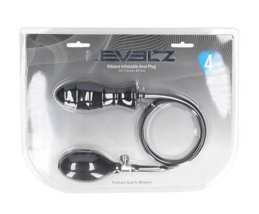 Levelz - Ribbed Inflatable Anal Plug - Black 照片