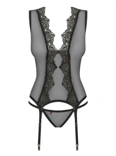 Obsessive - Meshlove Corset & Thong - Black - S/M photo