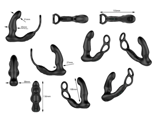 Nexus - Simul8 矽胶前列腺及会阴电动按摩器连阴茎环 - 黑色 照片