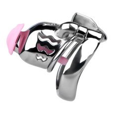 FAAK - Metal Pig Chastity Cage w Catheter - Black photo