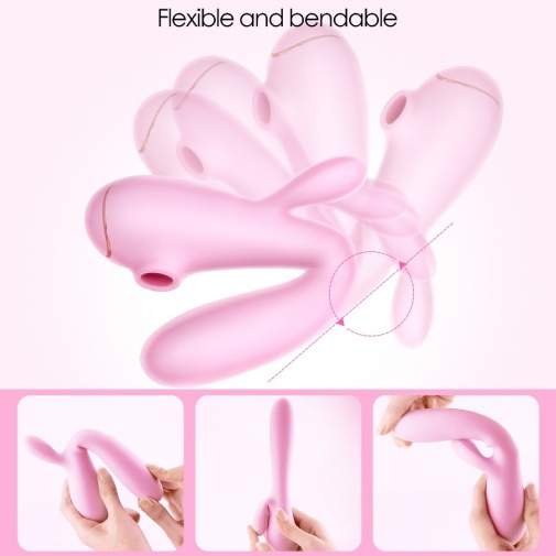 Erocome - 天燕座 可彎曲兔子陰蒂吸吮棒 - 粉色 照片
