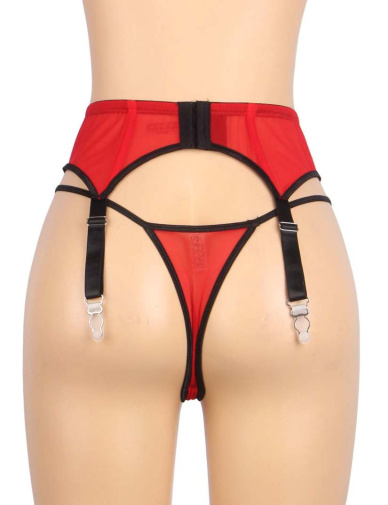 Ohyeah - Lace Garter Panty - Black/Red - M 照片