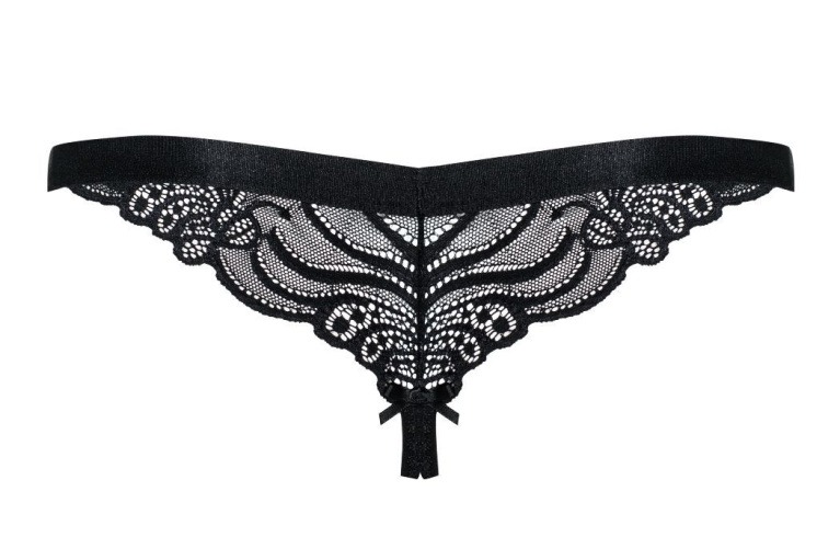 Obsessive - 828-THC-1 Crotchless Thong - Black - S/M photo
