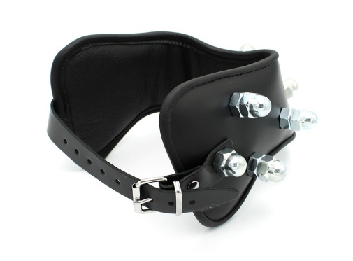 Kiotos - Spikey Nuts Leather Collar - Black 照片