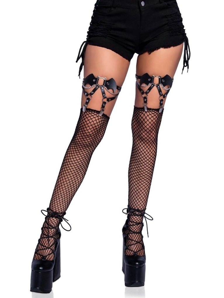 Leg Avenue - 蝠翼大腿吊袜带 - 黑色 照片