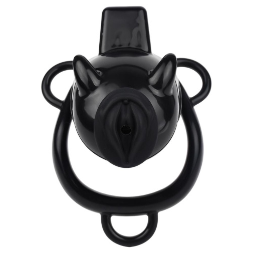 FAAK - Resin Pig Chastity Cage w Catheter - Black photo
