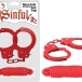 Nasstoys - Sinful Metal Hand Cuffs w Rope - Red photo-4