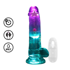 RealRock - 6" LED Vibro Dildo w Balls - Clear 照片