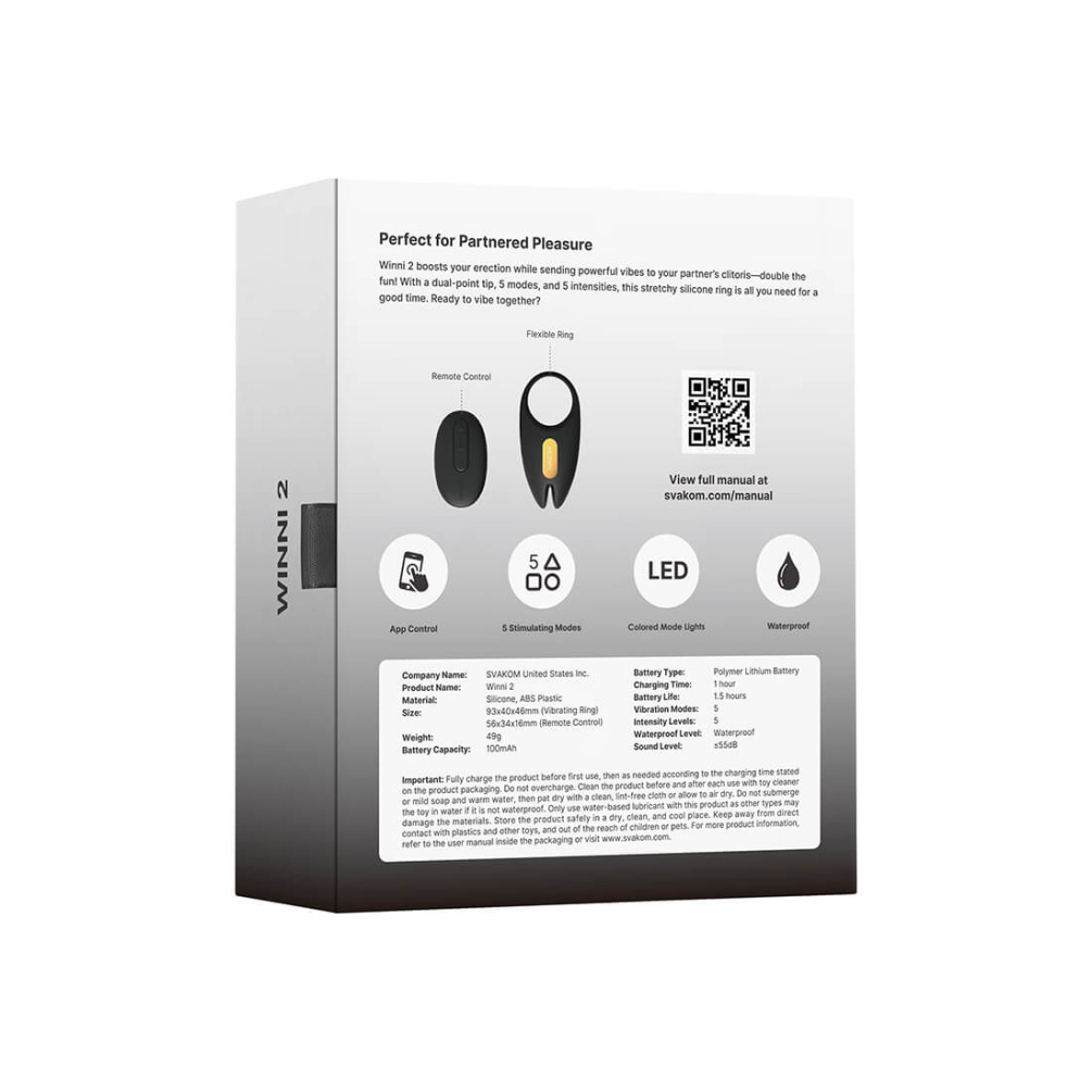 SVAKOM - Winni 2 APP Vibro Ring - Black photo-13