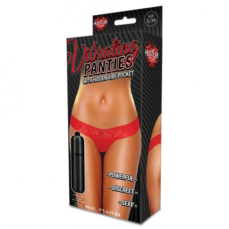 Hustler - Vibrating Lace Thong - Red - ML photo