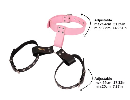 FAAK - Collar w Breast Belt - Pink/Black 照片