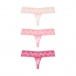 Underneath - Rose 丁字裤套装 3件装 - 粉红色 - 大码/加大码 照片-2