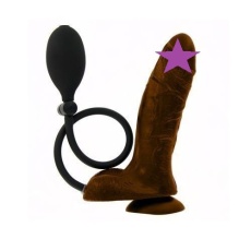 Trinity Vibes - Inflatable Suction Cup Realistic Dildo - Brown photo