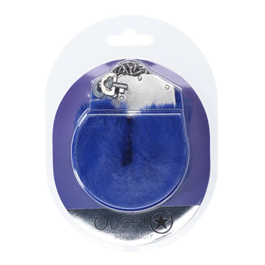 Ouch - Heavy-Duty Fluffy Hand Cuffs - Navy 照片-2