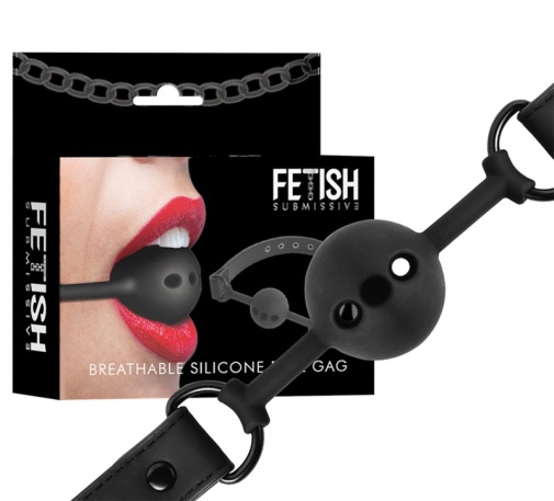 Fetish Submissive - Breathable Silicone Ball Gag - Black 照片