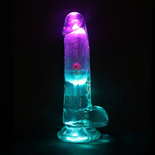 RealRock - 6" LED Vibro Dildo w Balls - Clear 照片