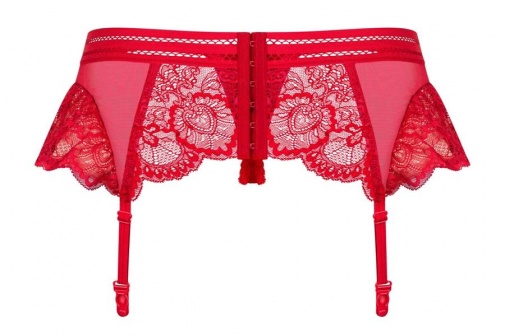 Obsessive - 853-GAR-3 Garter Belt & Thong - Red - L/XL photo