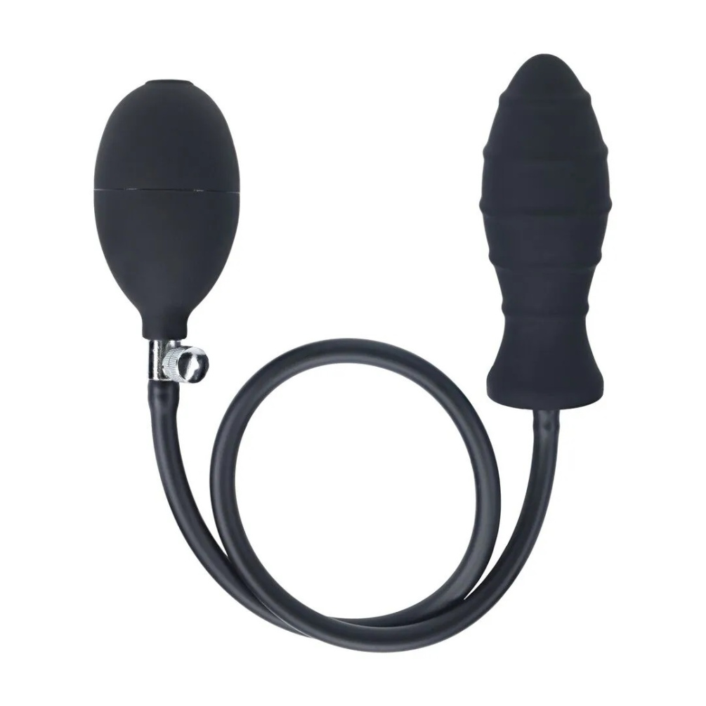 Levelz - Ribbed Inflatable Anal Plug - Black 照片-3