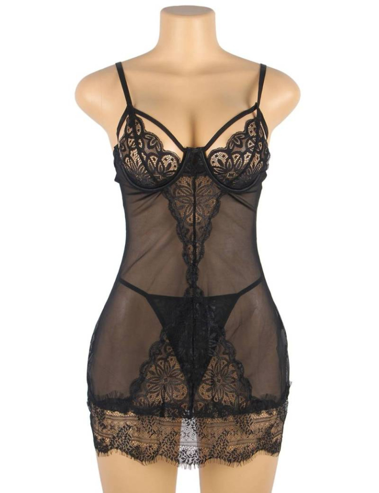 Ohyeah - Soft Sheer Babydoll - Black - XL photo