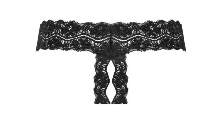 Underneath - Kyra Crotchless Thong - Black - L/XL photo
