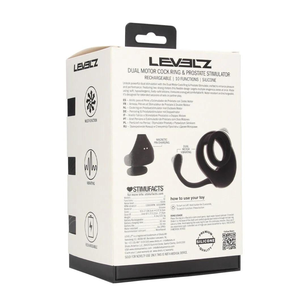 Levelz - Dual Motor Ring w Prostate Stimulator - Black photo-6