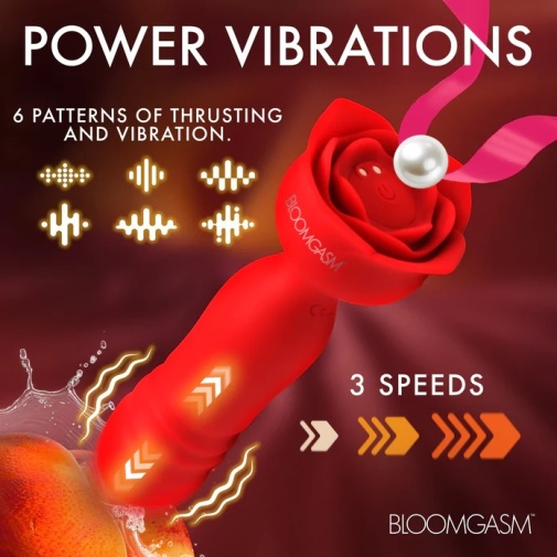 Bloomgasm - Rose Delight Thrusting Vibrator - Red 照片